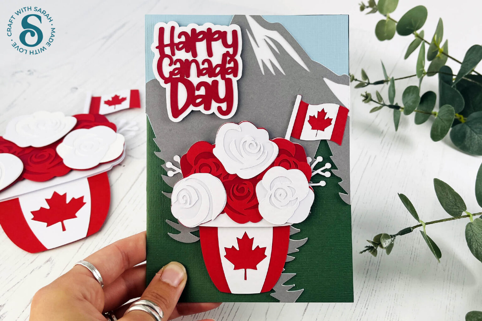 Canada Day Crafts 🌹 Free Canadian Flower Pot SVG - Craft with Sarah