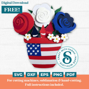 4th July Flower Pot with Roses