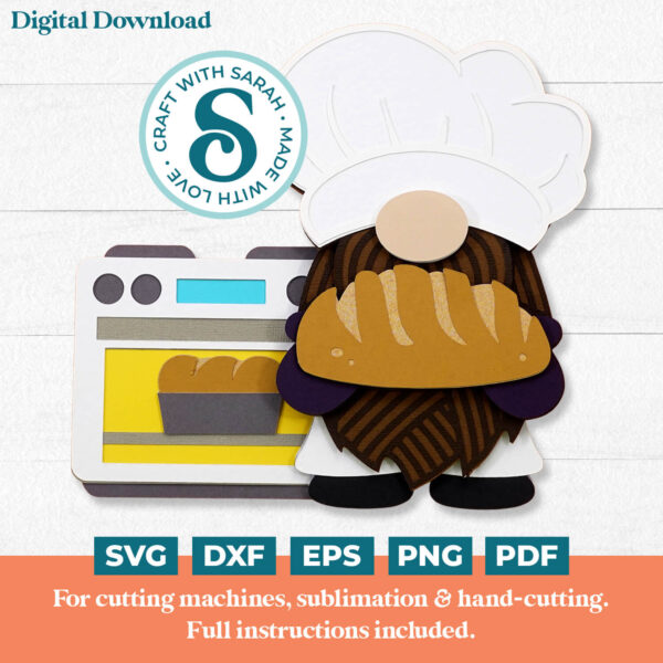 Baking (Bread) Gnome SVG - Male