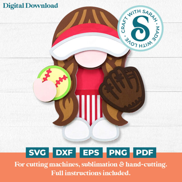 Softball Gnome SVG - Female