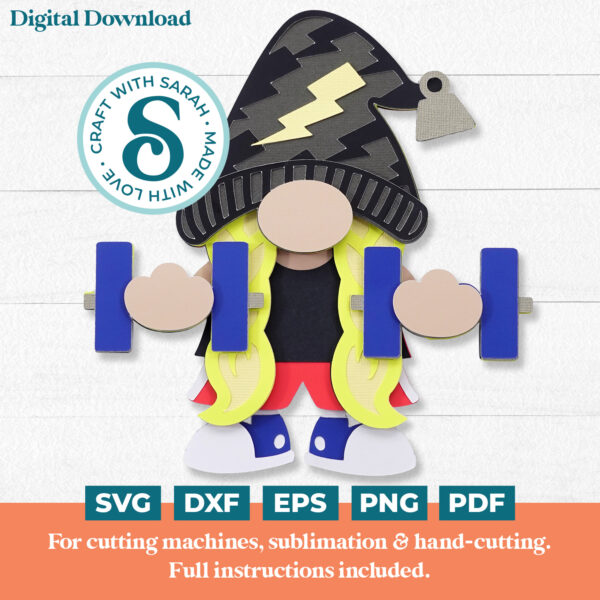 Weightlifting Dumbbell Gnome SVG - Female