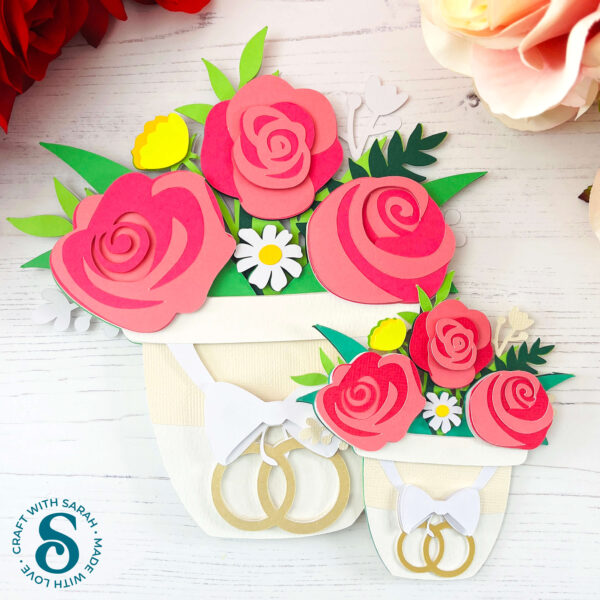 Wedding Flower Pot with Roses & Wedding Rings - Image 4