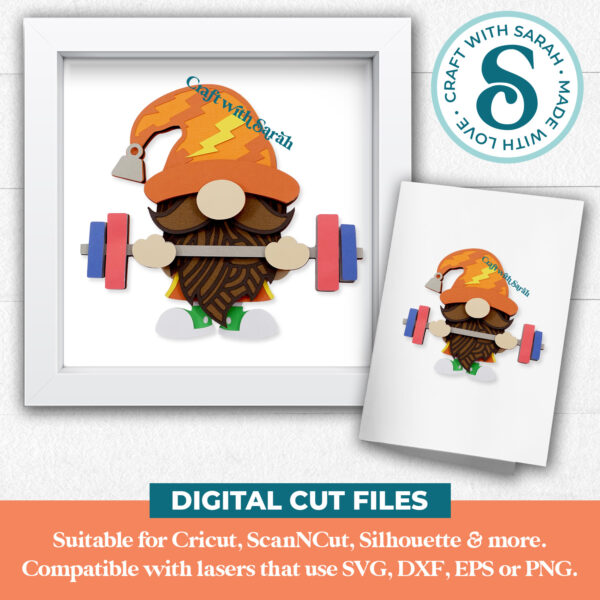 Weightlifting Gnome SVG - Male - Image 2