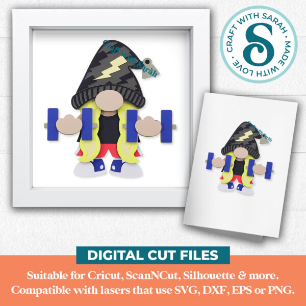 Weightlifting Dumbbell Gnome SVG - Female - Image 2