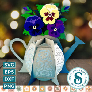 Pansies Watering Can Lantern