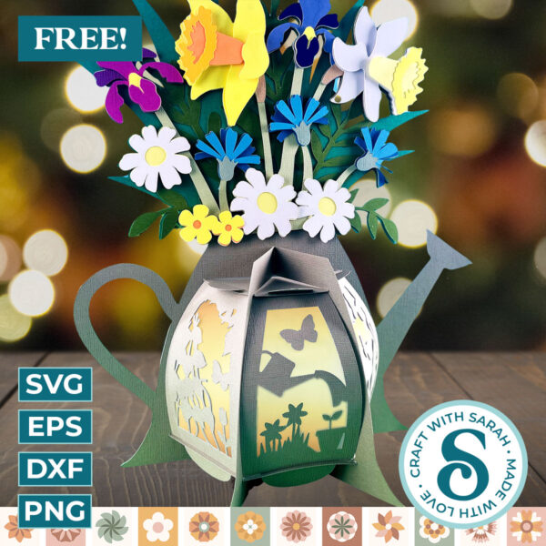 Spring Flowers Watering Can Lantern