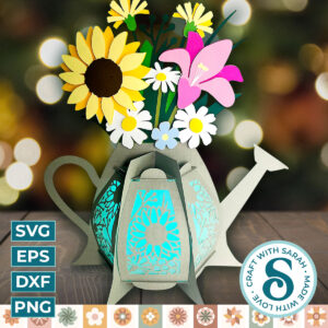 Summer Flowers Watering Can Lantern