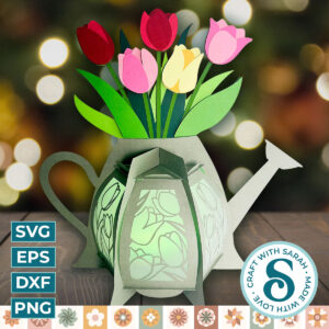 Tulips Watering Can Lantern