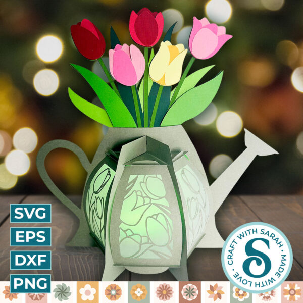 Tulips  Watering Can Lantern