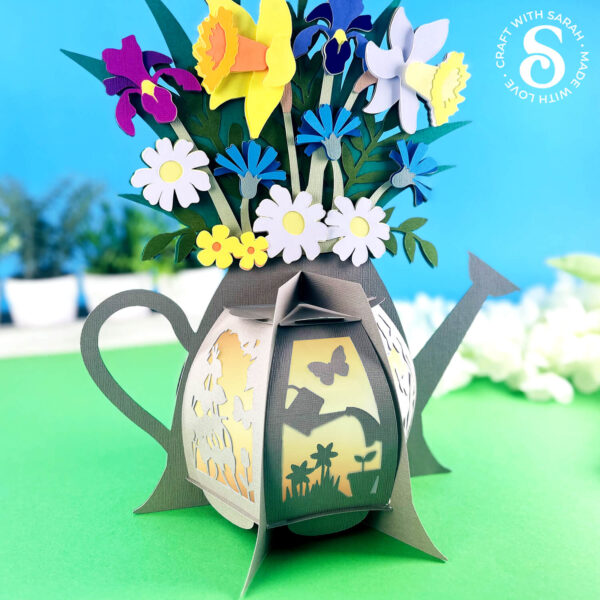 Spring Flowers Watering Can Lantern - Image 2