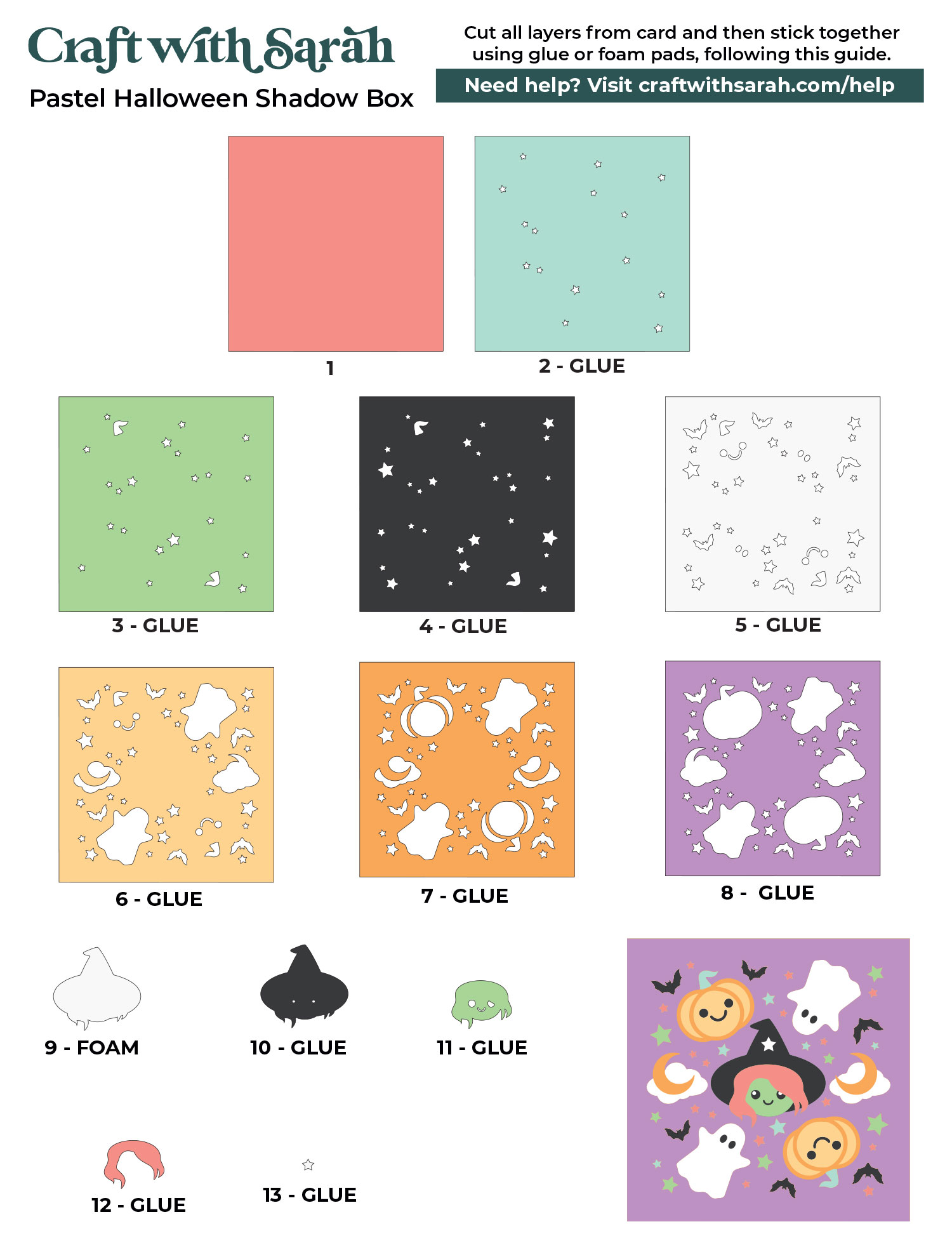 Kawaii Halloween SVG assembly guide instructions