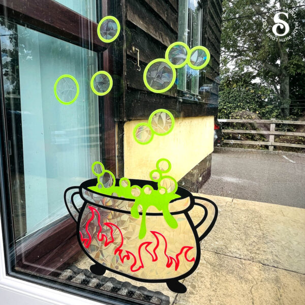 Bubbling cauldron DIY to go on a window or door