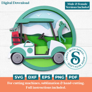 Golf Cart SVG with Golfer