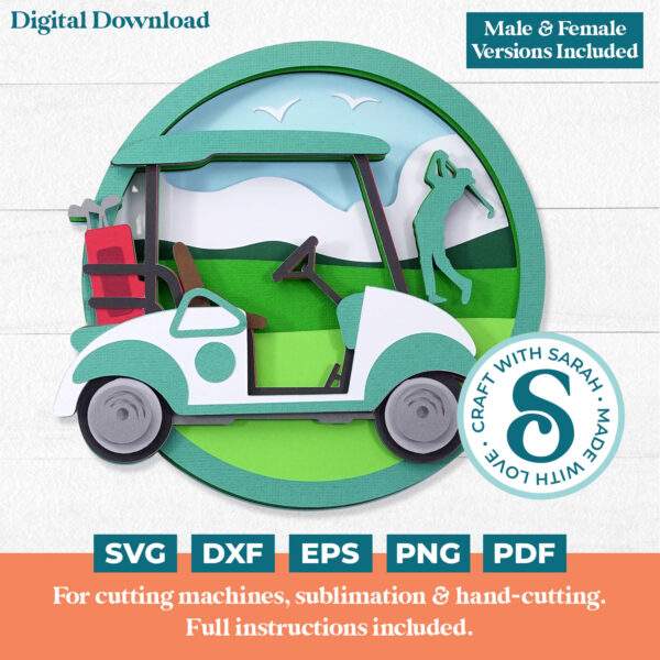 Golf Cart SVG with Golfer