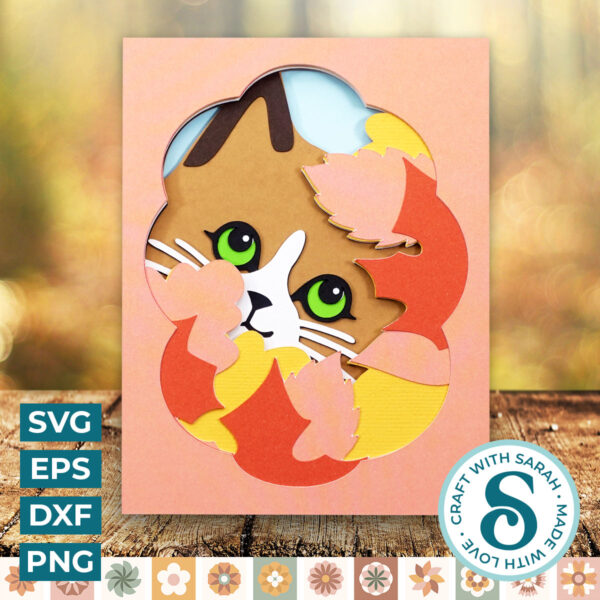 Cat in Leaves A2 Card