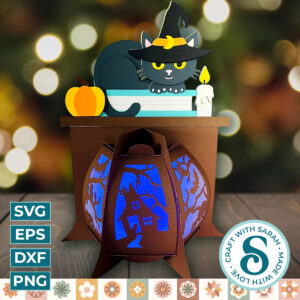 Cat with Spellbooks Lantern