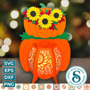 Pumpkin and Sunflowers Lantern