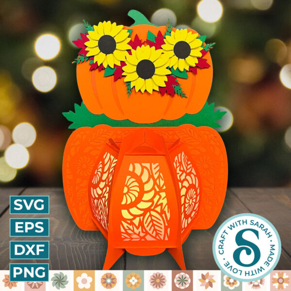 Pumpkin and Sunflowers Lantern
