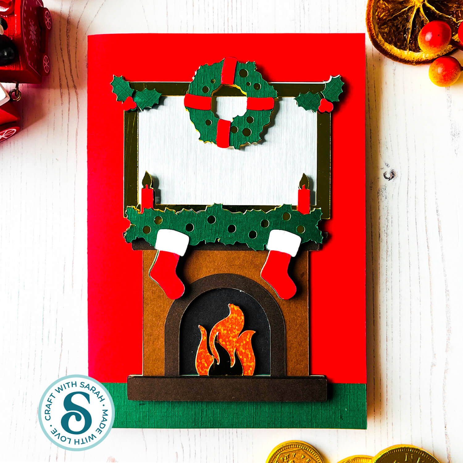 Fireplace greetings card by Craft with Sarah