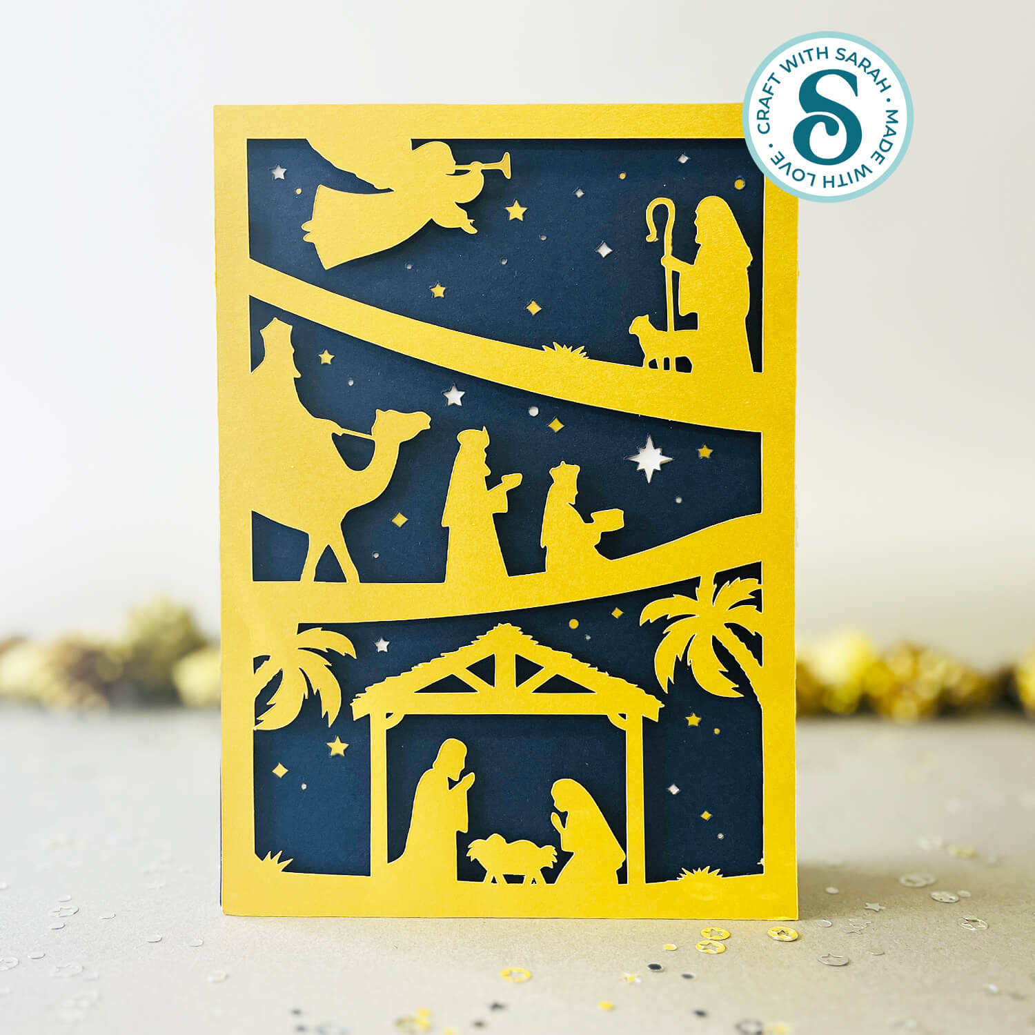 Golden Nativity card by Craft with Sarah
