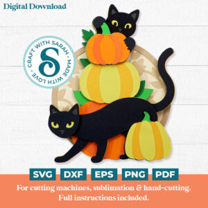 Pile of Pumpkins with Cats SVG