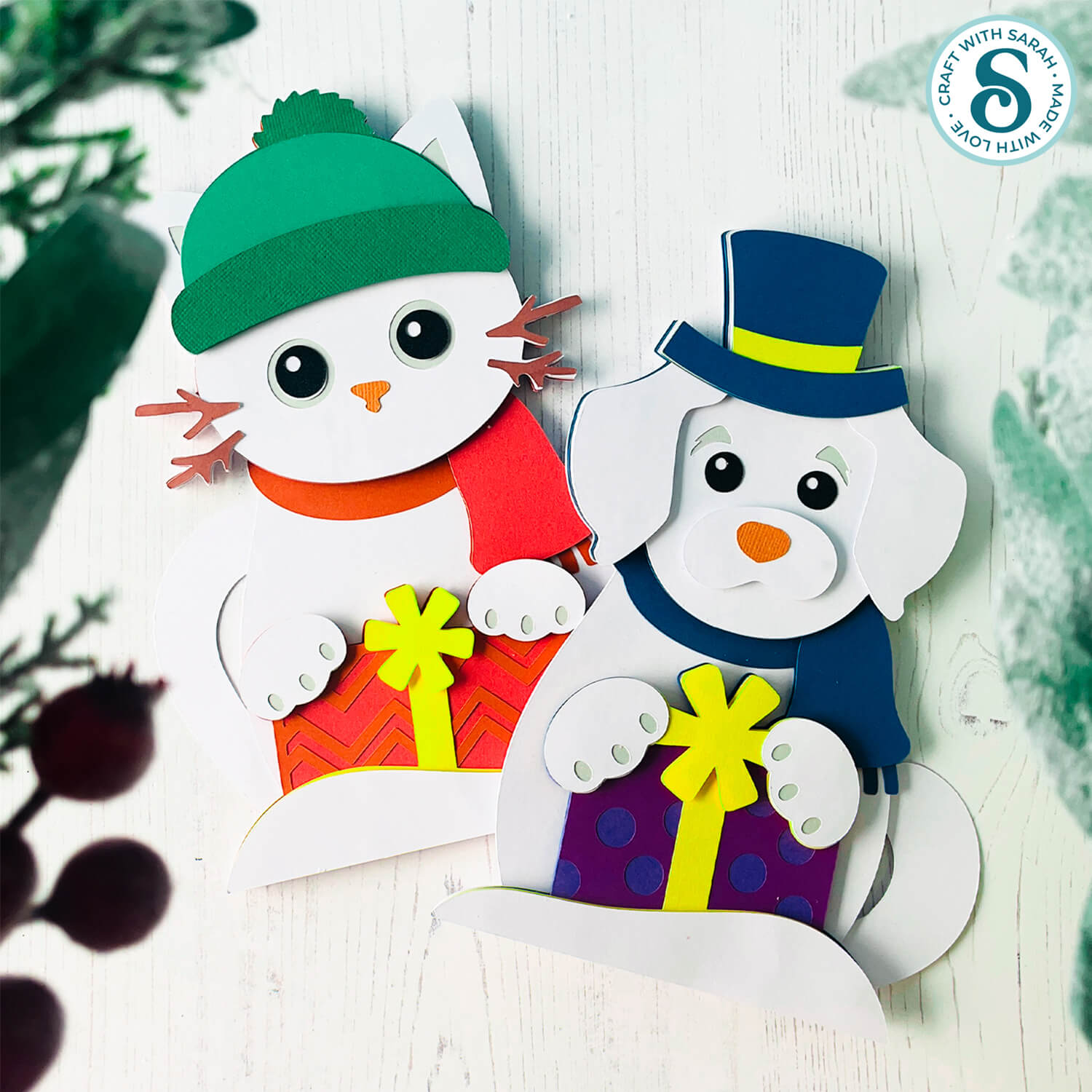 Snow animal crafts from cardstock