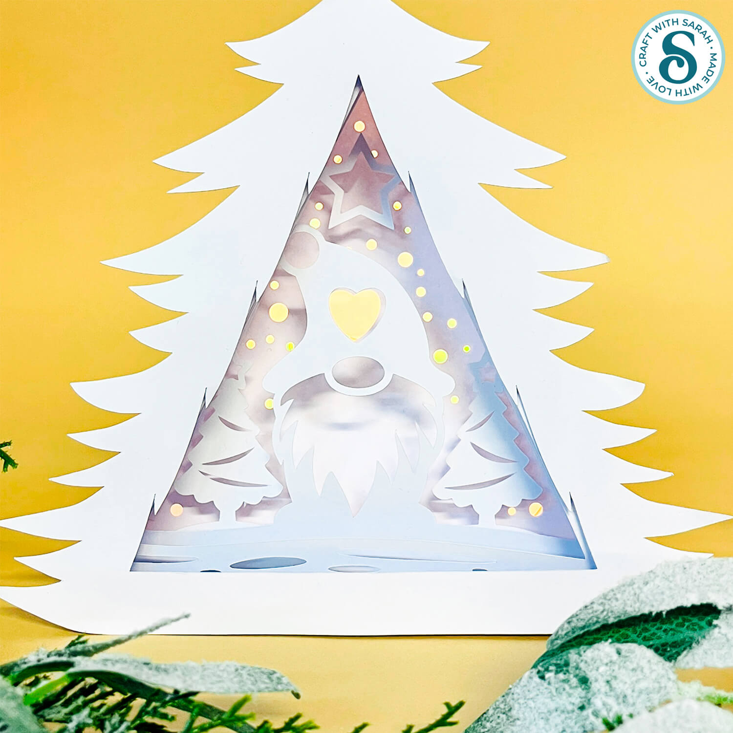 Christmas tree shaped shadow box