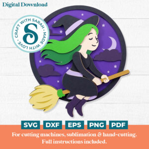 Witch on Broom SVG