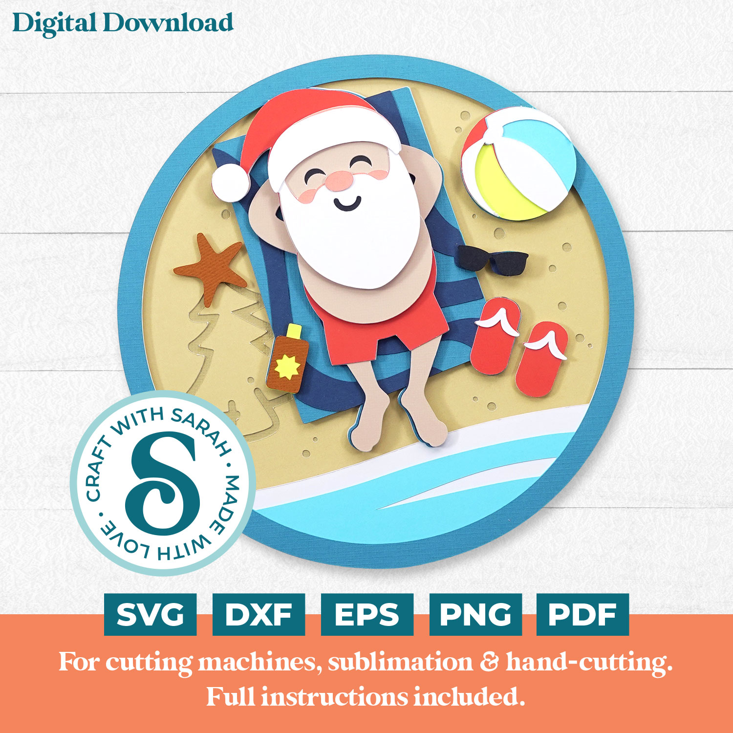 Sunbathing Santa SVG