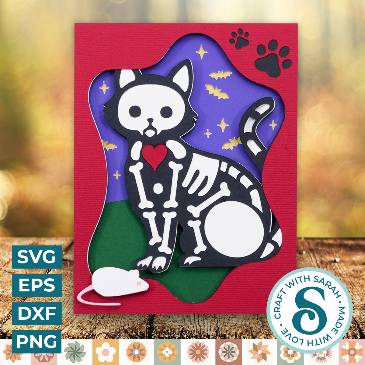 Skeleton Cat A2 Card
