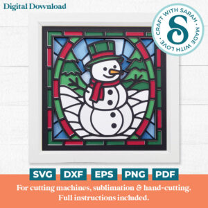 Snowman Stained Glass Shadow Box