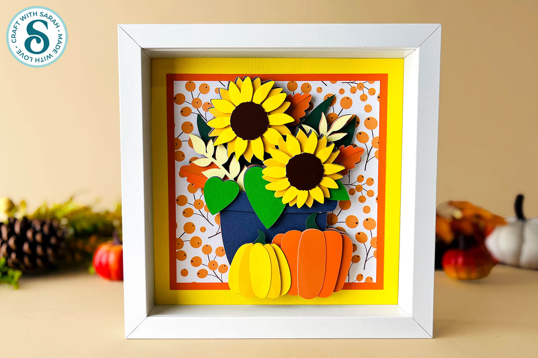 Free Thanksgiving SVG Sunflower & Pumpkins Flower Pot