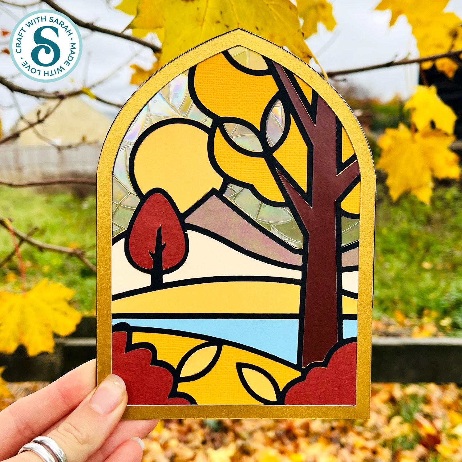 Autumn stained glass window SVG