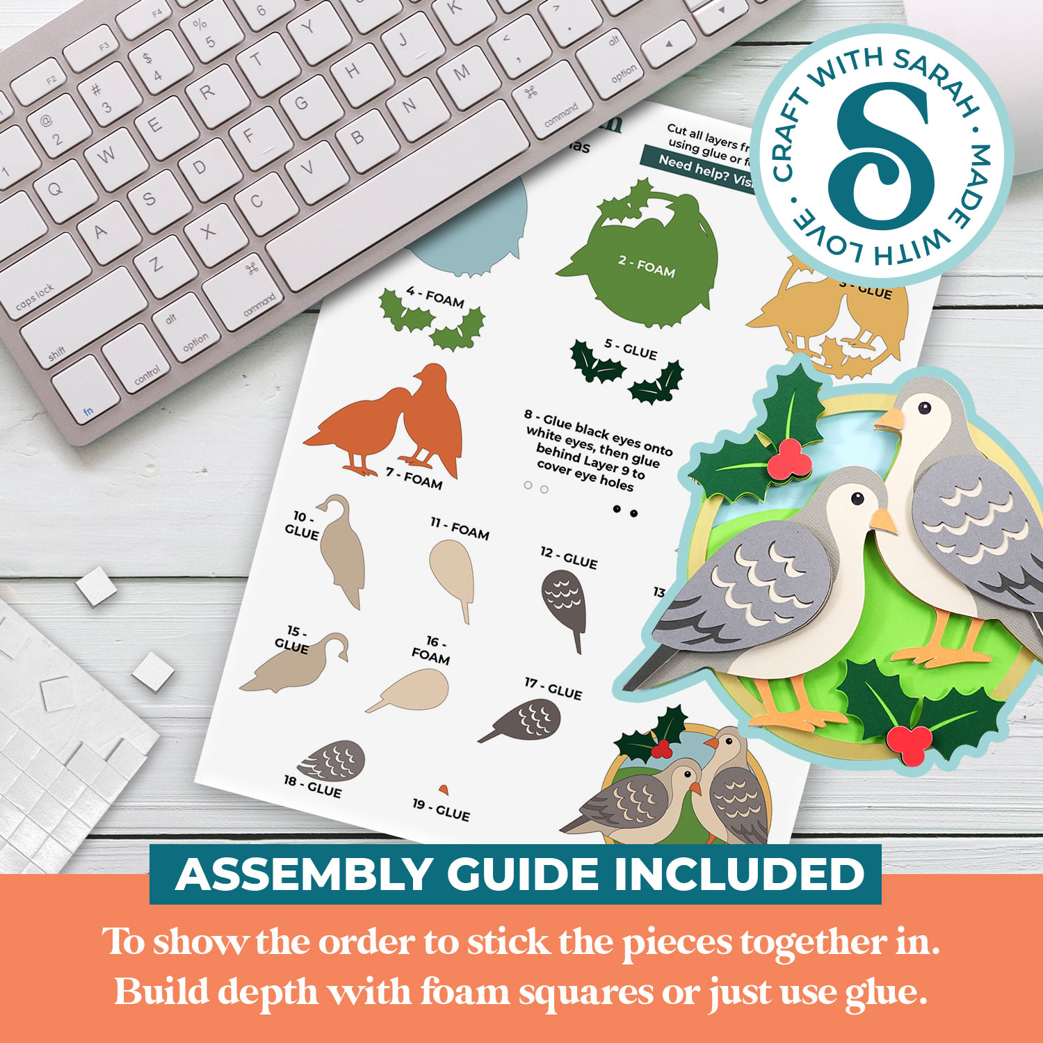 Two Turtle Doves SVG (12 Days of Christmas) - Image 3