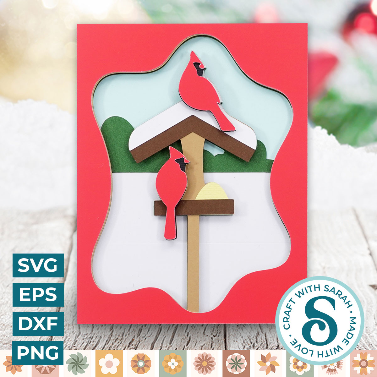 Christmas Cardinal Birds A2 Card