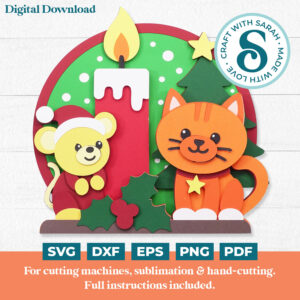 Candle with Mouse and Cat SVG