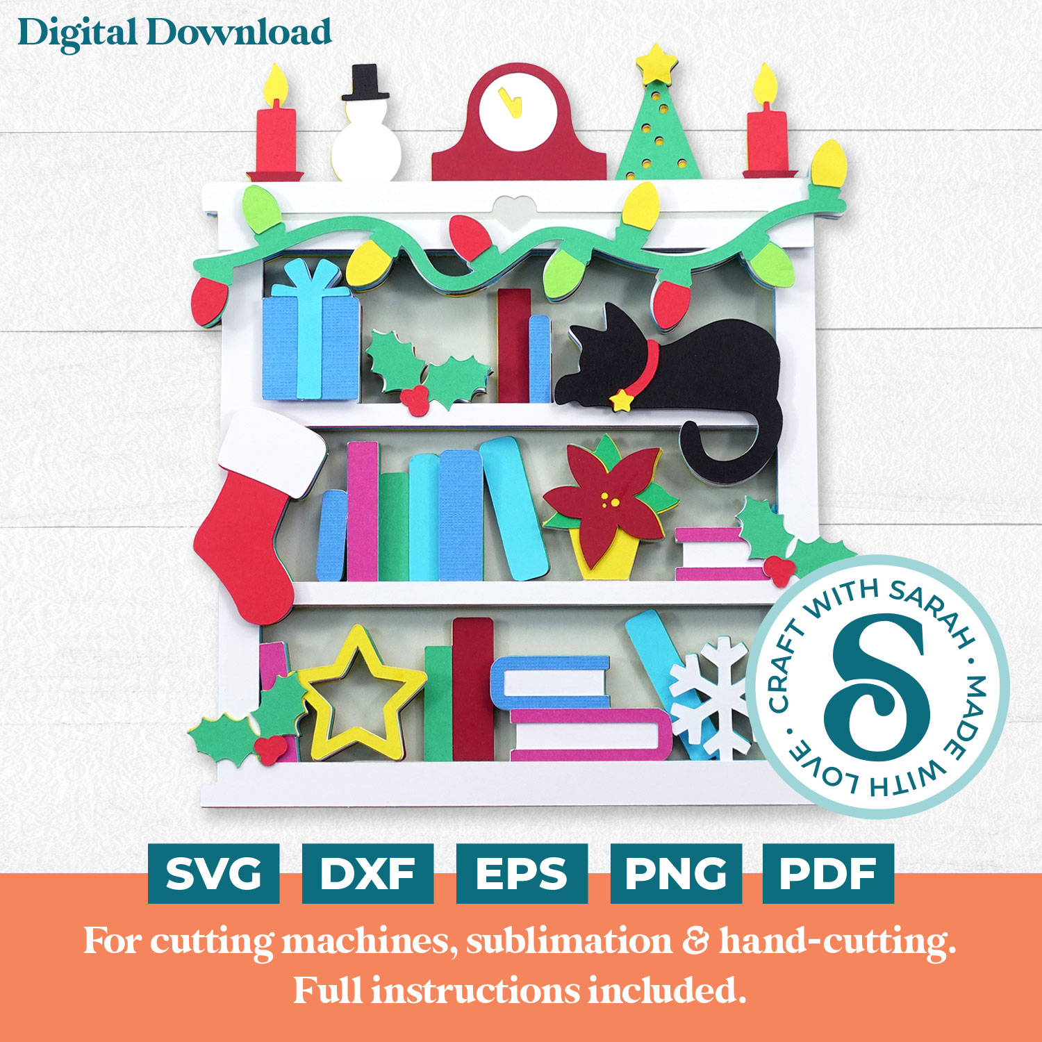 Christmas Bookshelf SVG