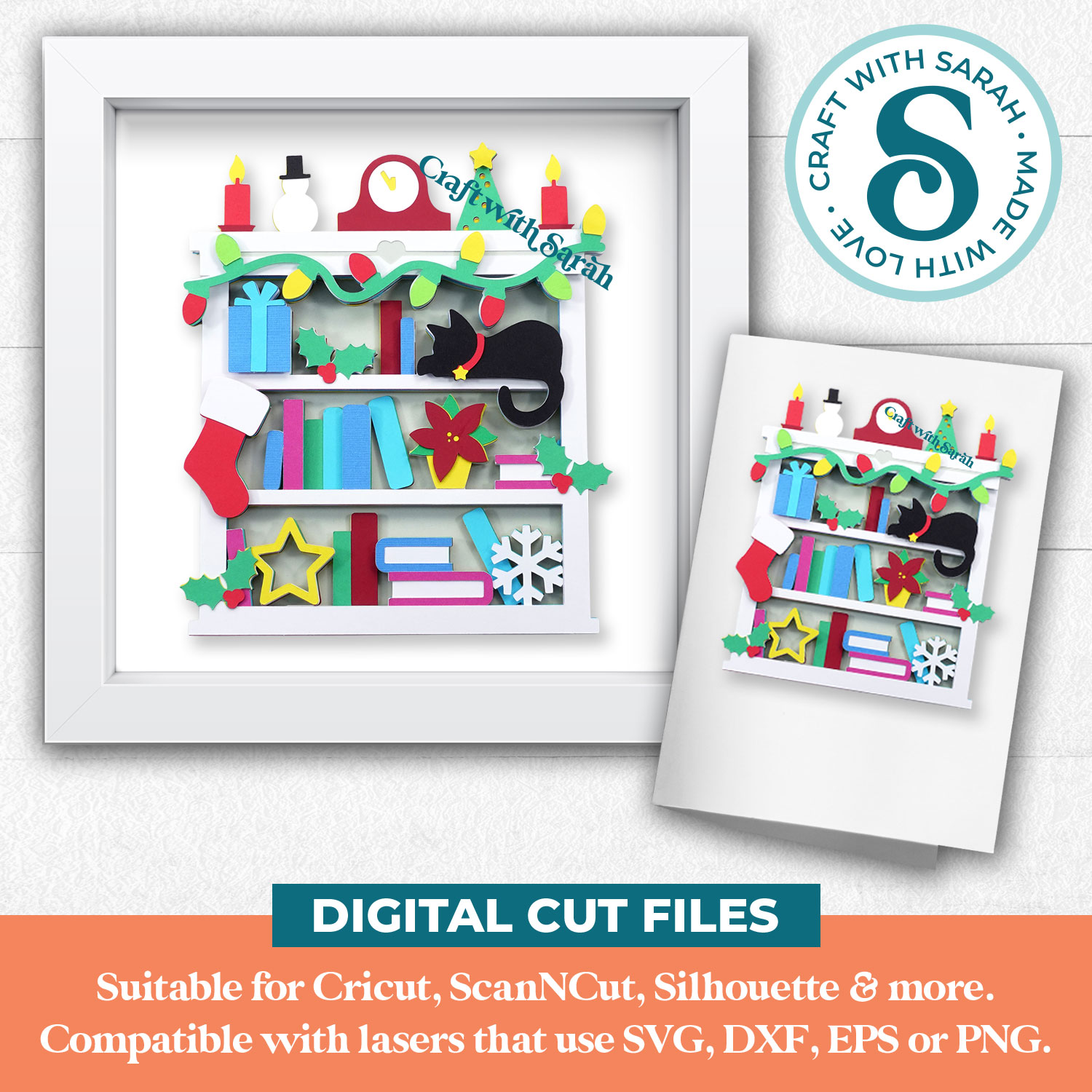 Christmas Bookshelf SVG - Image 2