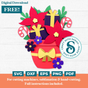 Christmas Flower Pot with Poinsettias