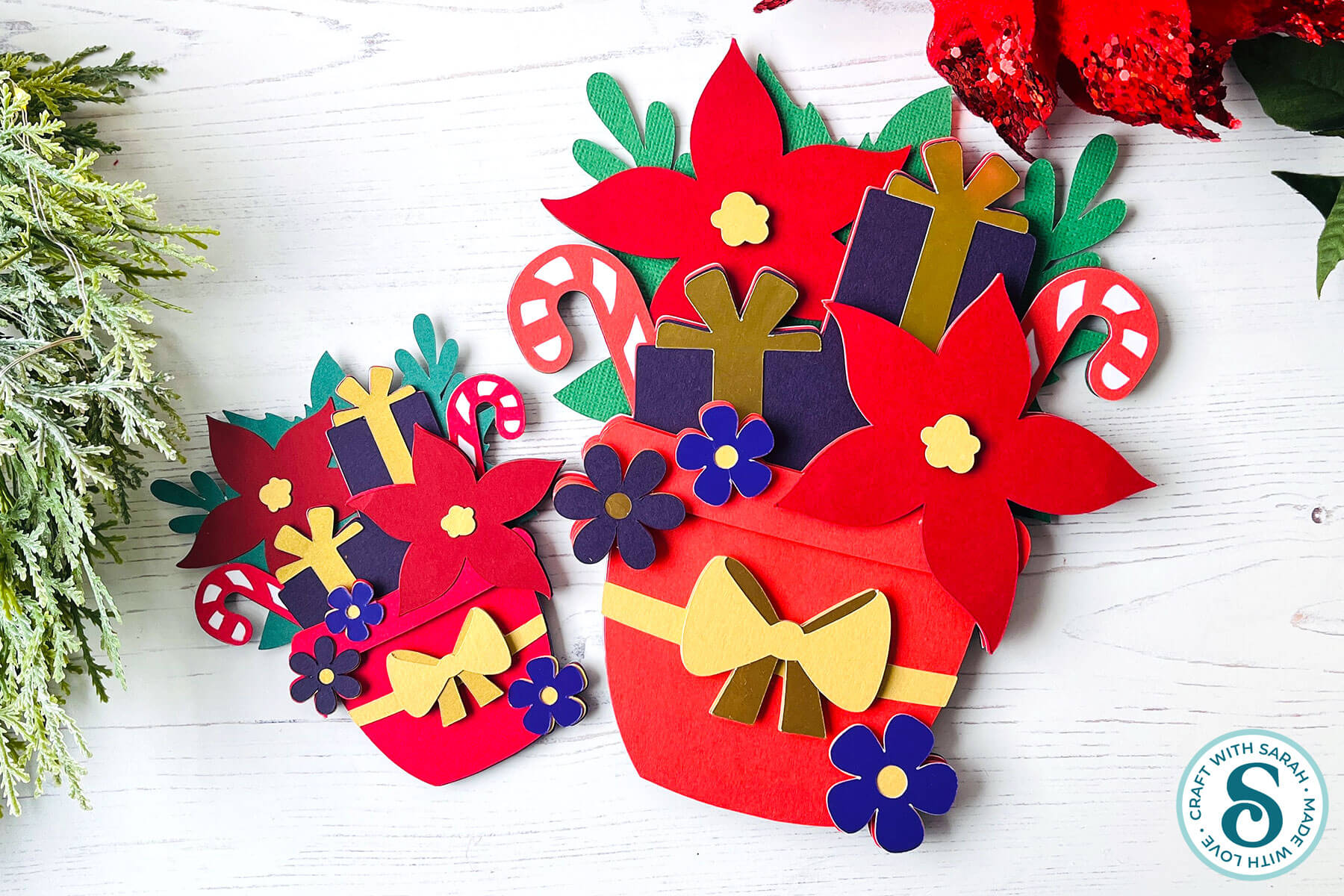 Christmas Flower Pot Poinsettia Papercraft