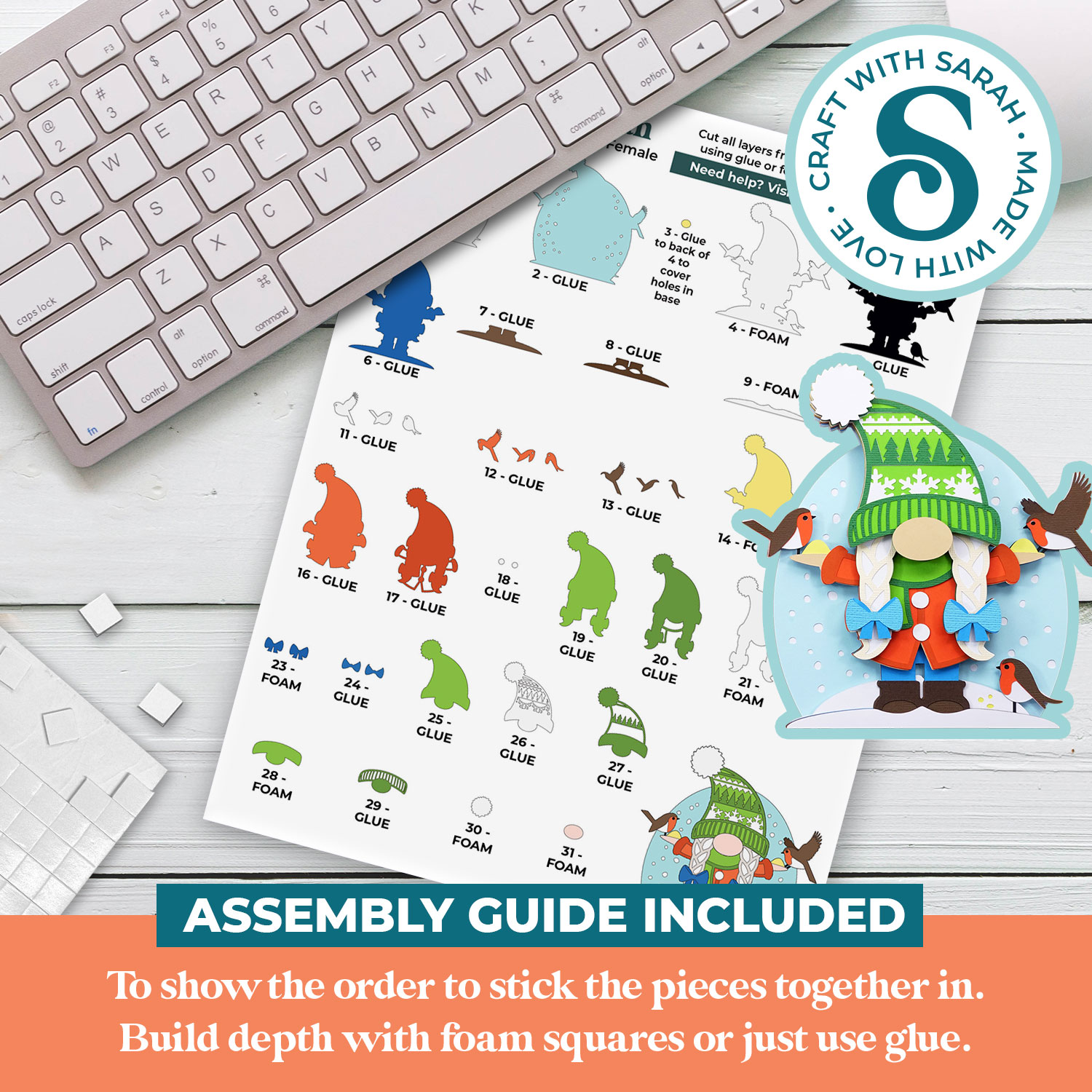 Christmas Gnome with Robins SVG - Female - Image 3