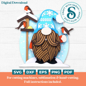 Christmas Gnome with Robins SVG - Male
