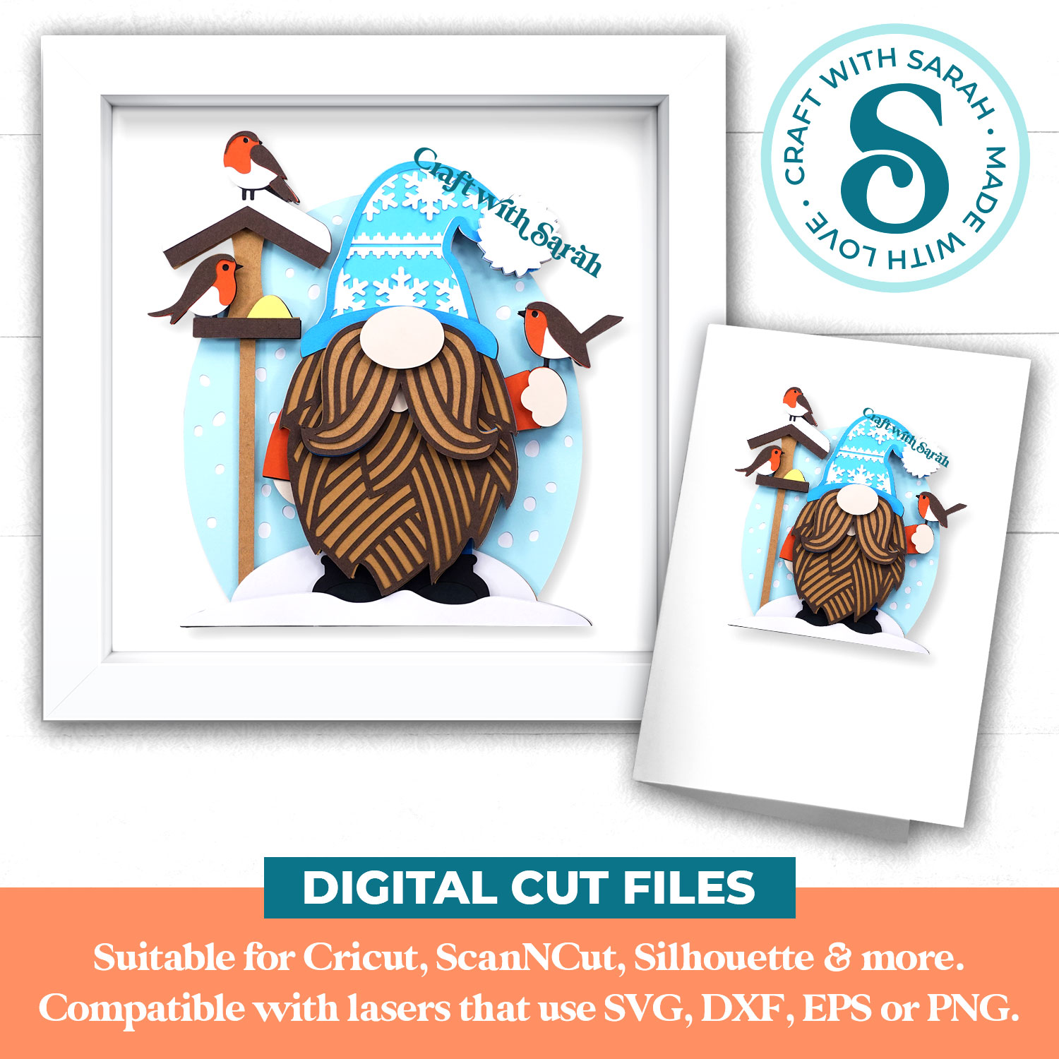 Christmas Gnome with Robins SVG - Male - Image 2