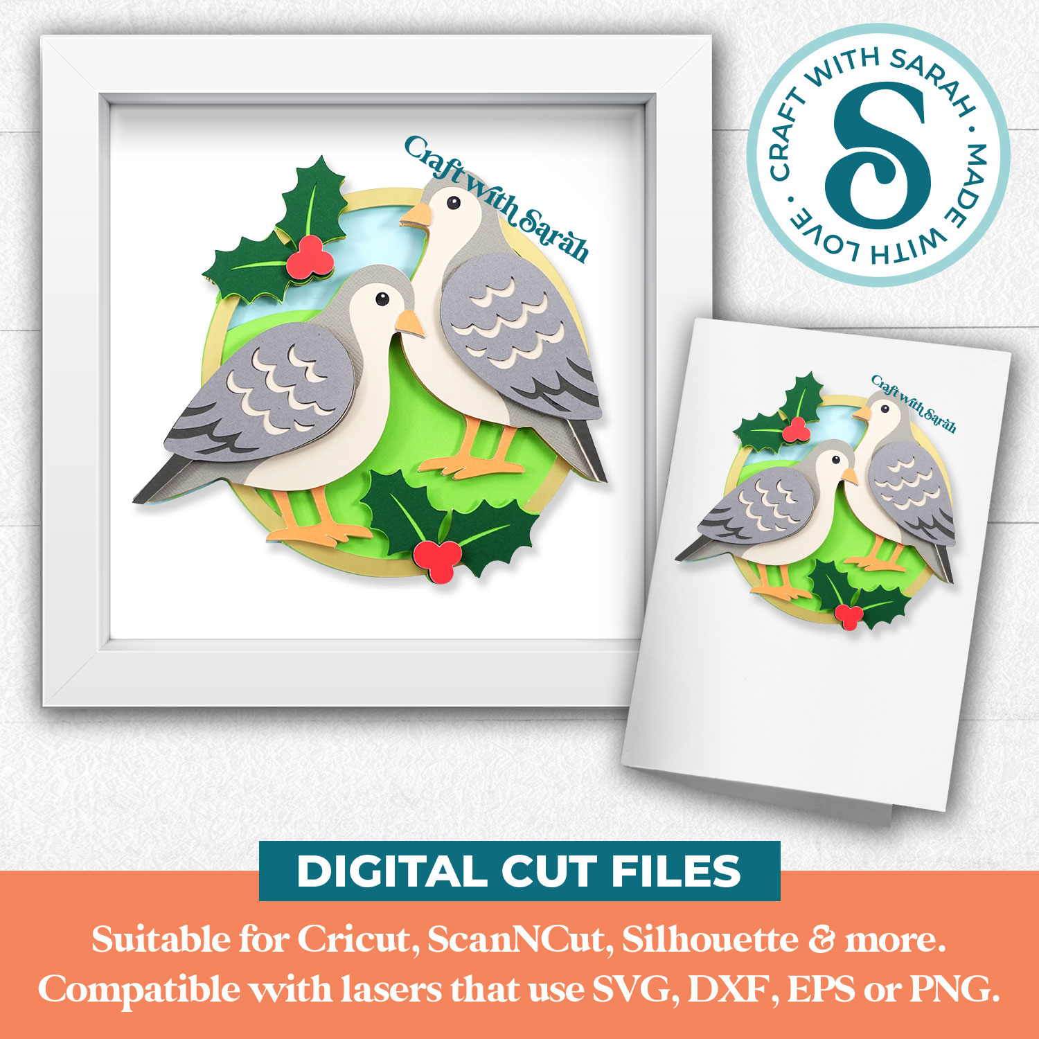 Two Turtle Doves SVG (12 Days of Christmas) - Image 2