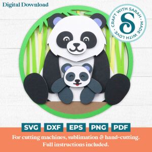 Parent and Baby Pandas SVG