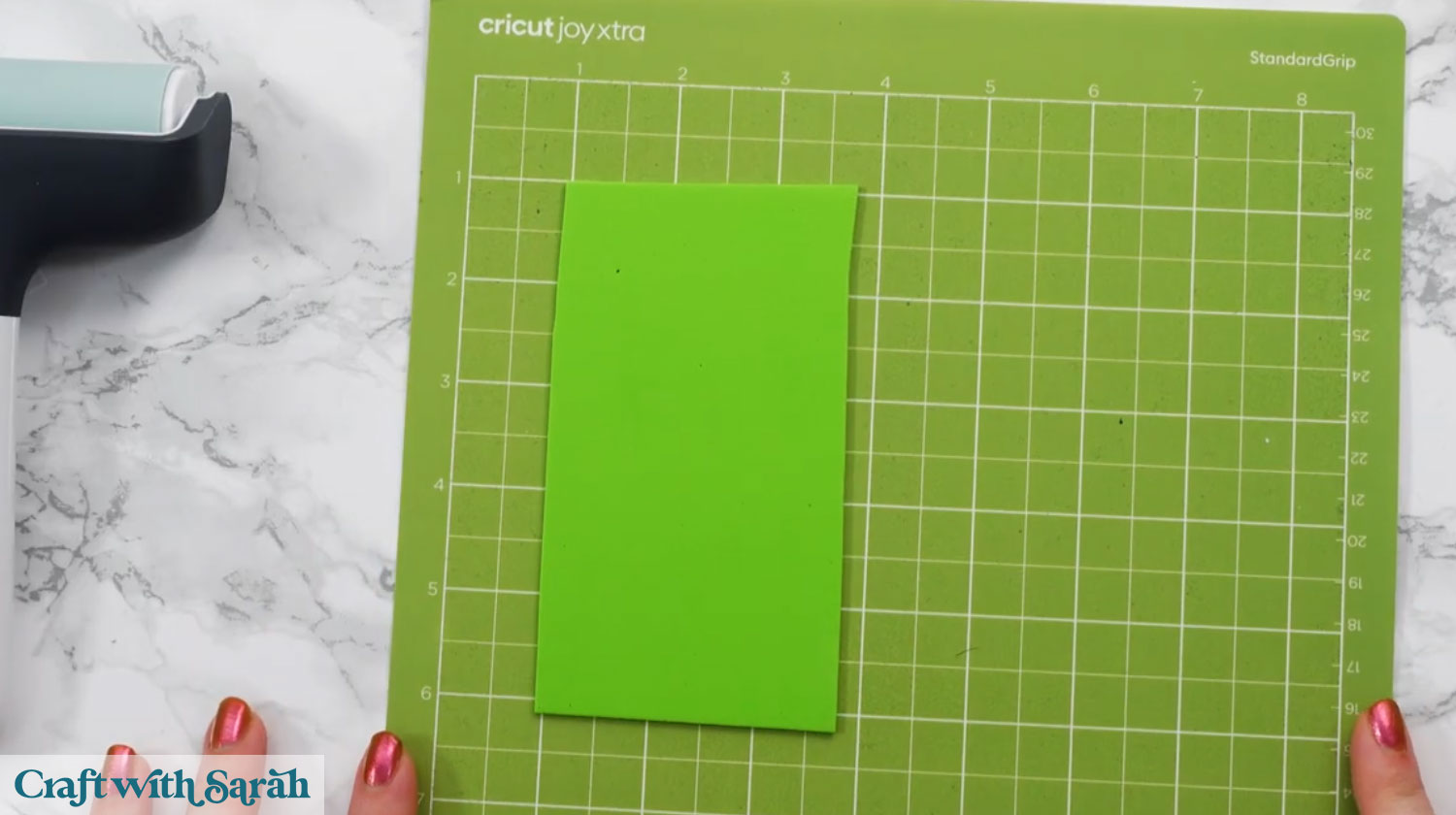 Place the craft foam away from the edge of the mat