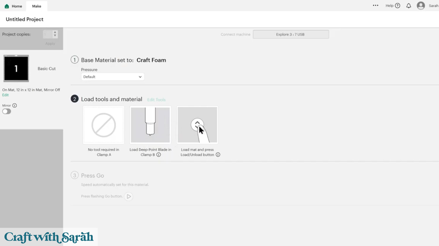 Craft foam cut setting
