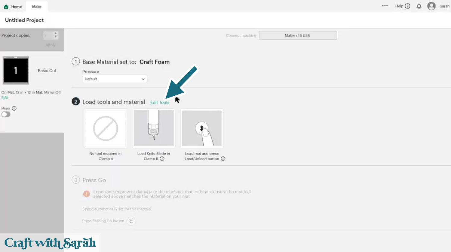 Knife blade cut settings