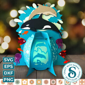 Ocean Life Base Lantern with Dolphin and Orca