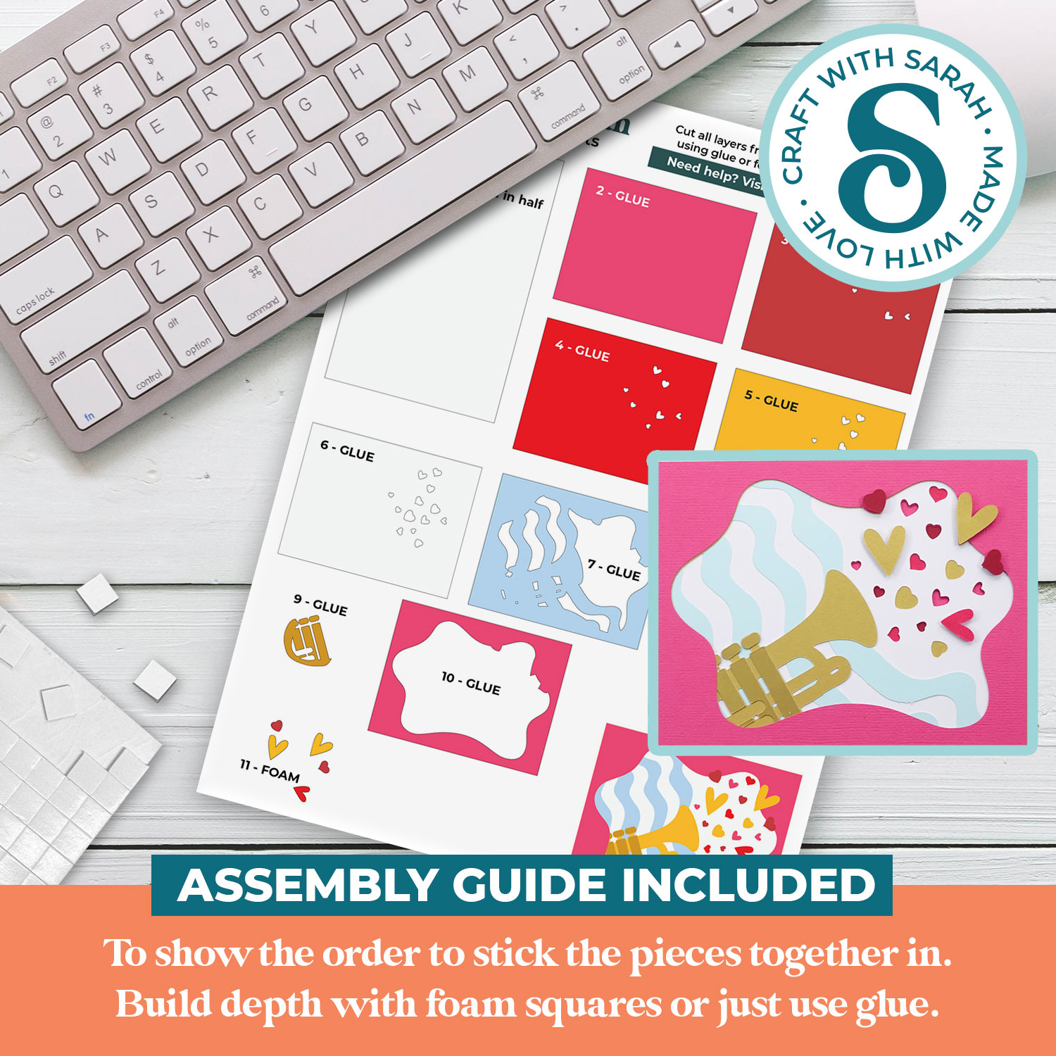 Trumpet with Hearts A2 Card - Image 2